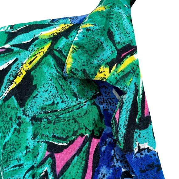 Vintage 90s Women's JAFF Floral Green Floral Button Up Top - Size Large - Picture 5 of 9